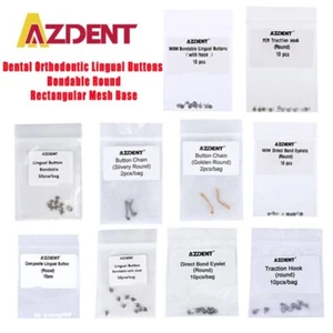 Botones linguales de ortodoncia dental AZDENT base de malla redonda/rectangular adhesiva - Imagen 1 de 22