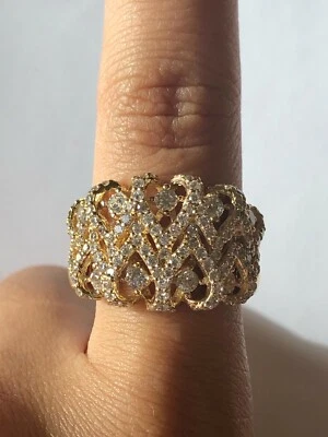 Gorgeous Round Clear CZ 925 Silver 14k Crown-like Style Ring Band Size 8 - Image 1 of 4