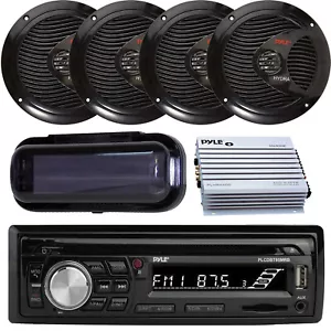 Pyle Single-DIN Marine Bluetooth Receiver, 4x 6.5" 150W Max Speakers, Amplifier - Picture 1 of 6