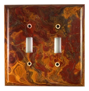 ONICE ROSSO E ORO - Interruttore a doppia levetta (Re28) decorazione pietra naturale - Foto 1 di 1