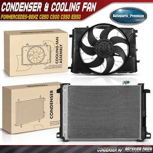 AC Condenser & Cooling Fan Assembly Kit for Mercedes-Benz C250 C300 C350 E350 - Picture 1 of 9