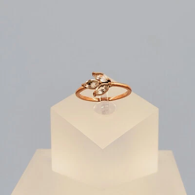 Anillo Cuarzo Rosa, Chapado en Oro Rosa Satinado Plata de Ley, Talla N 1/2 Anillo, Foto 1 de 4