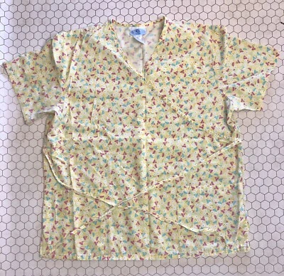 Blusa Exfoliante SB Grande Suave Enfermera Estampado Amarillo Años 80’s Temática Foto 1 de 4