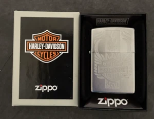 Zippo Harley Davidson® Sheild Flames/Wings Logo Chrome Lighter Sealed NEW #49660 - Picture 1 of 5