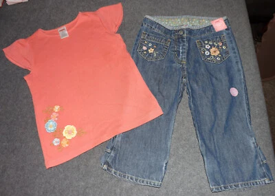 VINTAGE Gymboree - Verano SAFARI Top & Jean Capris Conjunto Lote - Niñas Talla 5 - Nuevo con Etiquetas Foto 1 de 2
