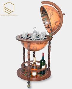 Zoffoli Giunone Floor Bar Globe - Elegant Italian Globe Drinks Cabinet on Wheels - Picture 1 of 4