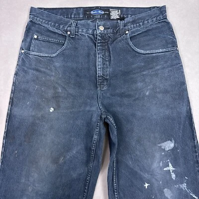 Pantalones de mezclilla vintage azul ancla para hombre 38x34 azules holgados anchos aplastados pintados destruidos Foto 1 de 4
