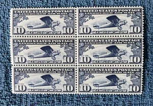 Scott #C10, 10c Lindbergh 6er Block, sehr schön bis sehr schön, postfrisch - Bild 1 von 1
