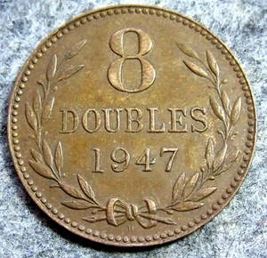 GUERNSEY 1947 H 8 DOUBLES, Shield of Arms BRONZE yes we do combine postage - Picture 1 of 6
