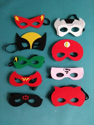 Máscaras de cosplay de 9 fieltros para superhéroes para niños fiesta Halloween. Con banda elástica Foto 1 de 4