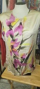 NWOT Liz Claiborne SZ MEDIUM Orchid Floral Sleeveless Blouse Yellow Purple NICE - Picture 1 of 6
