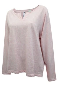 NEW COTTON BLEND BUTTON SCOOP NECK LOUNGEWEAR TOP IN PINK SIZES 12/14 - 18/20 - Picture 1 of 4