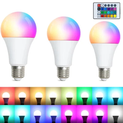 7W 9W 12W RGB LED Light Bulb E27 Screw Base Lamp With Remote Control AC 165-265V - Image 1 of 4