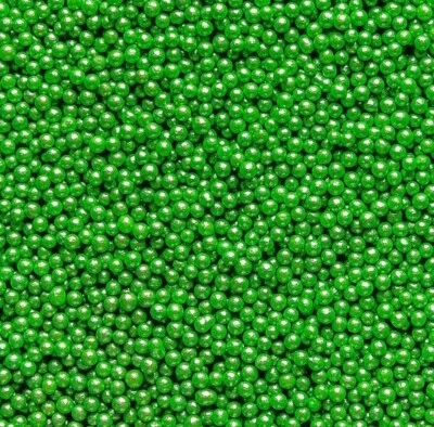 Green Edible Glimmer Pearls - 3mm Cake Decorating Sprinkles - Image 1 of 2