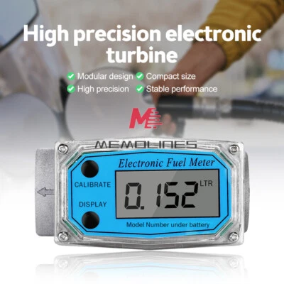 High Precision 1" Digital Turbine Flow Meter Gas Oil Fuel Pump Flowmeter New - Image 1 of 4