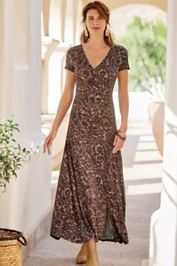 Soft Surroundings Caity Maxikleid Faux Wickel Stretch Abstrakt Paisley SM Petite - Bild 1 von 16