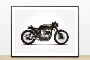 Honda CB750 Cafe Racer Motorrad Illustration Poster, Druck 18x24 Zoll - Bild 1 von 2
