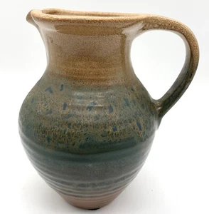 Haeger Art Pottery Pitcher Stoneware Turquoise Brown 1990 8” X 7” - Picture 1 of 8