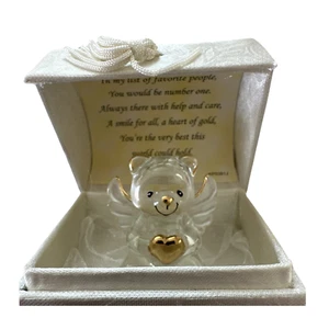 Angelic Teddy Bear Glass Figurine W/Verse HEART of GOLD UNIQUE Gift Collectible - Picture 1 of 2