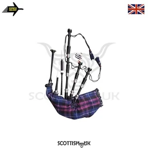 "Grande cornamusa Highlands con eleganti supporti in argento e canter" - Foto 1 di 6