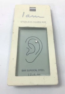 Pendiente de plata de ley 925 con circonitas "I Am" 1,2 x 6 mm - Imagen 1 de 2