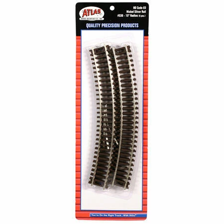 Atlas 530 HO-Scale Code 83 15" Radius Curved Track (6 pcs) Brown & Nickel Silver - Image 1 of 1