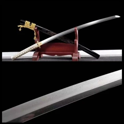Espada Samurai Japonesa Hoja de Acero Damasco Forjada a Mano Katana Full Tang Afilada Foto 1 de 4