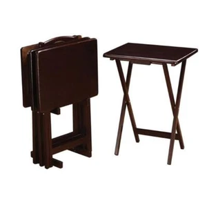 Coaster Transitional Wood 5-Piece Tray Table Set in Cappuccino - Picture 1 of 1