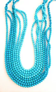 One Strand 100% Natural Sleeping Beauty Turquoise Round Beads 5.5-6.5mm - Picture 1 of 3