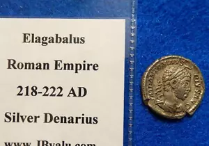 218-222 AD Elagabalus Ancient Roman Silver Denarius Coin 2.4 grams, 19mm๐ - Picture 1 of 5
