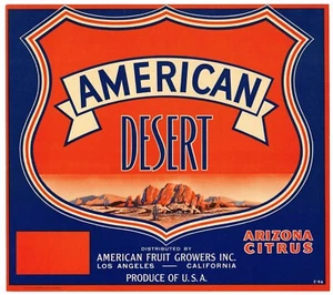 CRATE LABEL VINTAGE C1930S AFG AMERICAN DESERT CACTUS LOS ANGELES ARIZONA - Picture 1 of 1