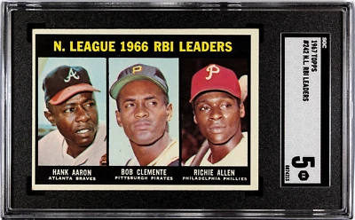 1967 Topps #242 NL RBI Leaders SGC 5 EX Hank Aaron Roberto Clemente Allen Salón de la fama Foto 1 de 3