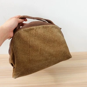 Vintage Suede Leather Bag Small Camel Birds Eye Pouch REDWALL BORBONESE 91915 - Picture 1 of 24