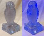 Vintage DEGENHART GLASS OWL on Books Figurine HEATHER BLOOM CRYSTAL - GLOWS