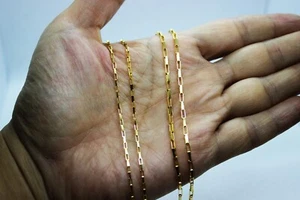 "Collar de cadena de eslabón abierto caja de oro amarillo sólido de 14 K 1,5 mm o 2 mm 16"" - 24" - Imagen 1 de 5