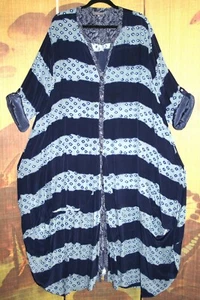 SAHARA 3 Stunning Bubble Shirt Dress 46CH Shibori Tie-Dye Blues Bandini Contrast - Picture 1 of 9