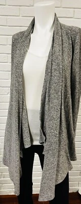 Cárdigan Clásico Gris Express Mediano Cascada Frente Abierto Suéter SM D3 Foto 1 de 4