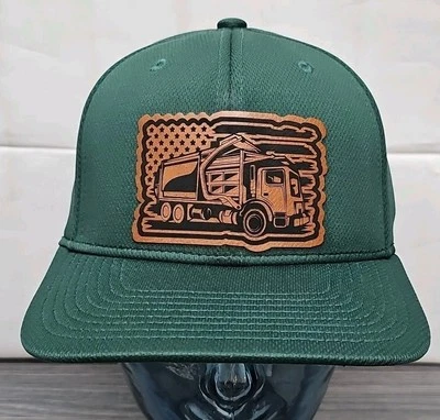 Sombrero Verde Camión de Basura Cuero sintético Parche Elastizado Spandex Diadema Gorra 67/8-77/8 S-M Foto 1 de 4