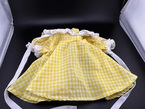 Vintage Coleco Cabbage Patch Kinder gelb Gingham Kleid mit Schulterbändern 1980er CPK SS - Bild 1 von 13