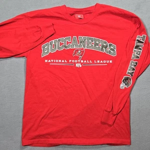 Tampa Bay Buccaneers Spellout Shirt - Mens Size Medium - Red Long Sleeve - Picture 1 of 7