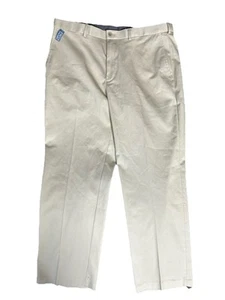 Neu mit Etikett Haggar khakifarbene Herrenhose vorne flach Größe 38 x 29 Business Freizeit Büro formell - Bild 1 von 7