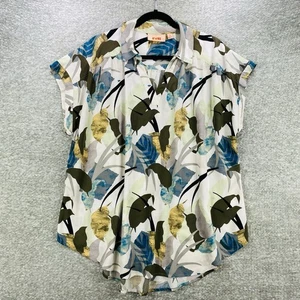 EVRI Damen Bluse Tropical Leaf Print Kurzarm fließend leicht Oberteil 1XL - Bild 1 von 8