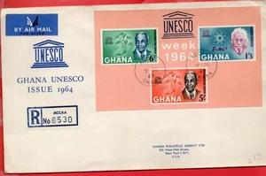 Ghana Topic EINSTEIN S/S on Registered FDC Cover to USA 1964 - Picture 1 of 1