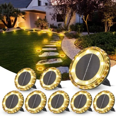 Luces Solares Para Piso Tierra Luz 8 Led De Disco Para Jardín Patio Camino 8 piezas Foto 1 de 4