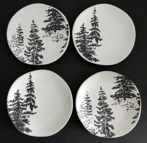 Hearth & Hand Magnolia Plate SET  of 4 UNUSED Appetizer Stoneware Pine Tree NWOT - Picture 1 of 7