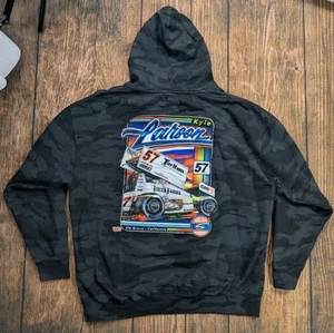KYLE LARSON DIRT TRACK #57 3XL CAMO HOODIE SHIRT SPRINT CAR SILVA - Picture 1 of 12