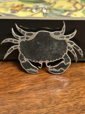 Broche de cangrejo de plata de ley 925 fundido sólido Foto 1 de 4