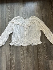 American Eagle Eyelet Ruffle Long Sleeve Top SZ 2XL NWOT Whimsy Boho Fairy - Picture 1 of 8