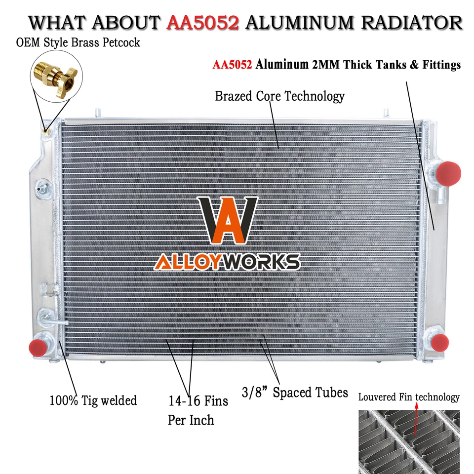 4 Rows Aluminum Radiator Fit 1976-1996 1990 Jaguar XJS V12 XJ12 5.3L 6.0L V12 AT Foto 1 de 4