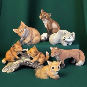 LOT OF FOXES Signed Multi-Medium Figurines Lot of 6 - Picture 1 of 6